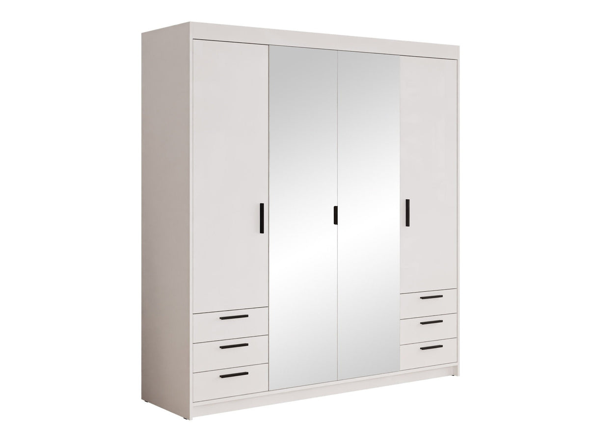 Gardróbszekrény Szafa ELENA 4D6S z lustrem, Szín: Fehér