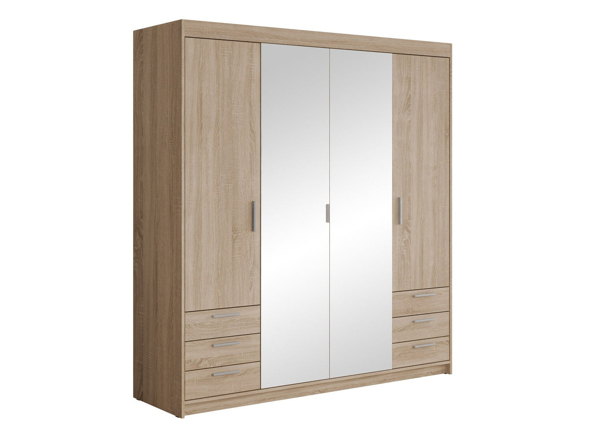 Gardróbszekrény Szafa ELENA 4D6S z lustrem, Szín: Sonoma tölgy