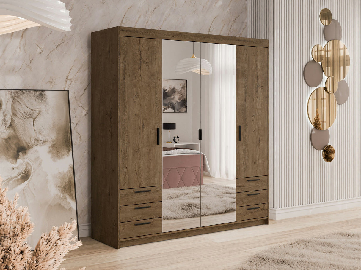 Gardróbszekrény Szafa ELENA 4D6S z lustrem, Szín: Lefkas tölgy
