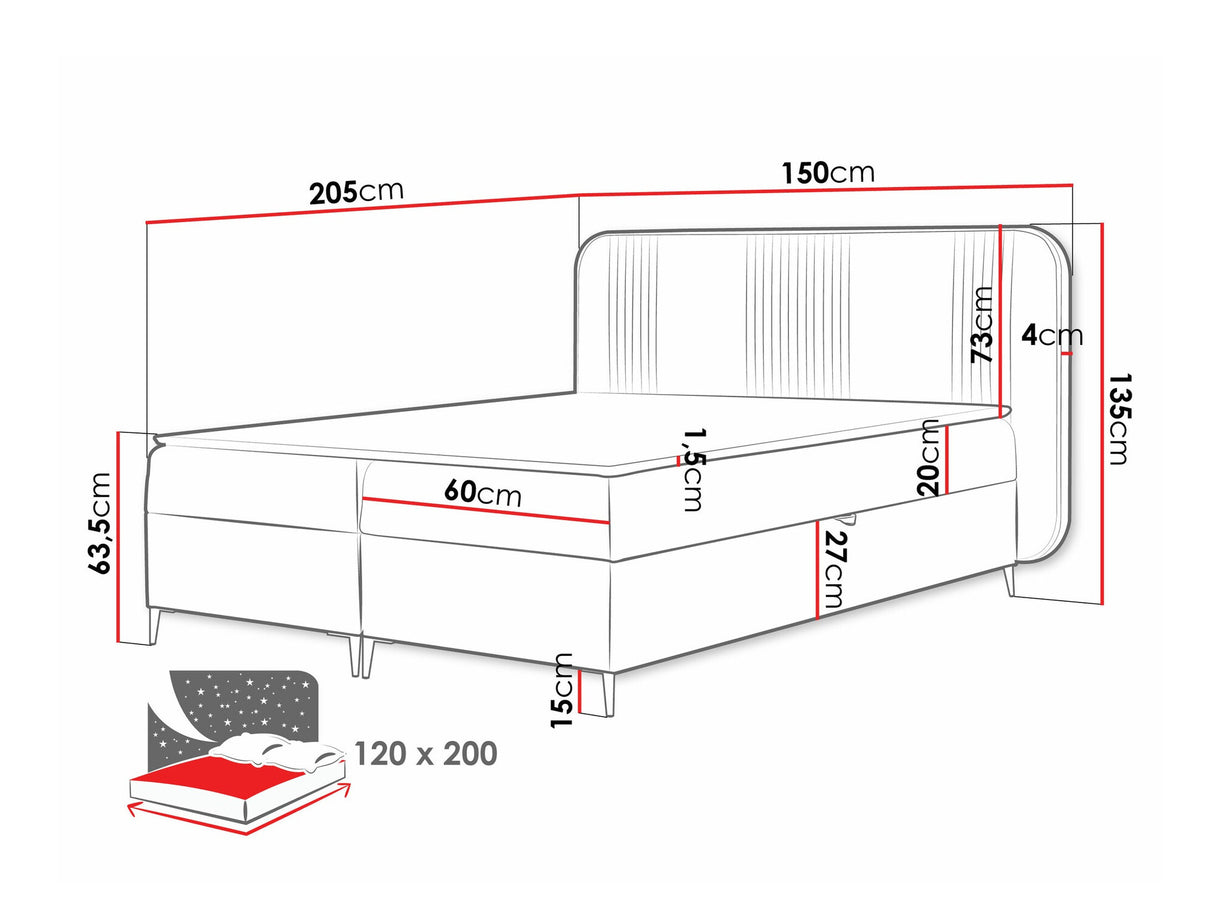 Kontinentális ágy Łoże kontynentalne FANDY 120x200 + topper M, Szín: Magic Velvet 2219, Alvó felület mérete: 120 x 200 cm