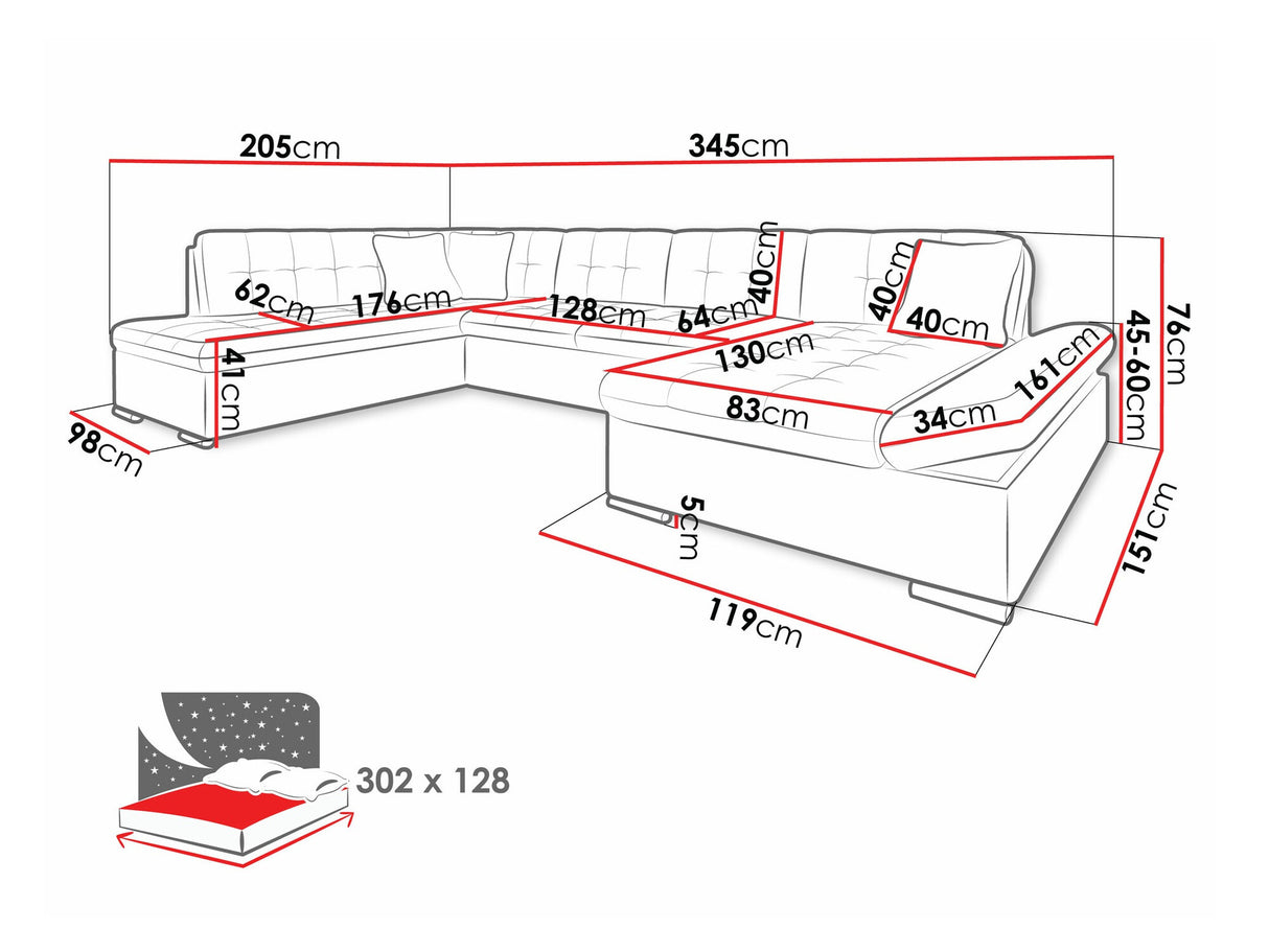 Sarokkanapé Bergen (Genero), Szín: Coral 55, Változatok: Balos