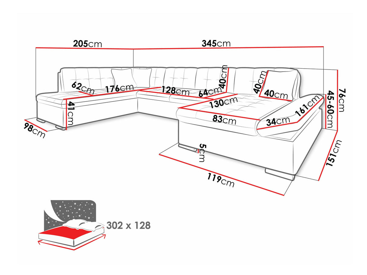 Sarokkanapé Bergen (Genero), Szín: Coral 55, Változatok: Jobbos