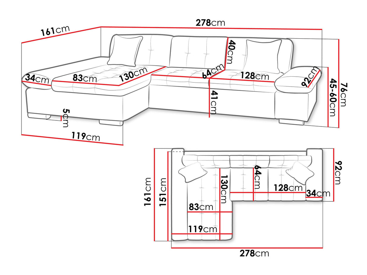 Sarokkanapé Montana (Premium), Szín: Coral 45, Változatok: Jobbos