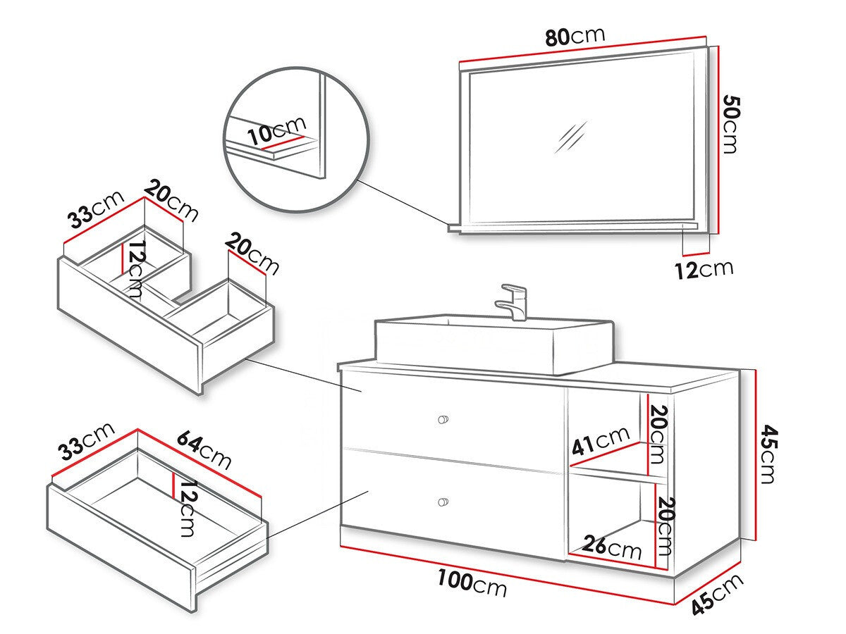 Fürdőszoba garnitúra Meble łazienkowe KERTOS I, Szín: Dió, Mosdókagyló: Nem