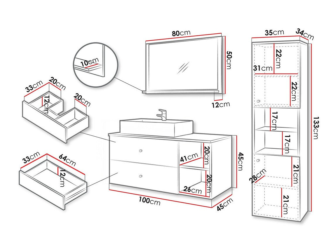 Fürdőszoba garnitúra Meble łazienkowe KERTOS II, Szín: Dió, Mosdókagyló: Nem