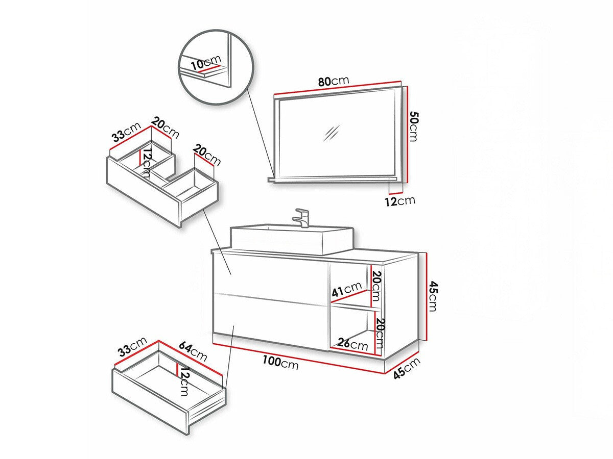 Fürdőszoba garnitúra Meble łazienkowe KERTOS RYFLE I, Szín: Fehér, Mosdókagyló: Nem