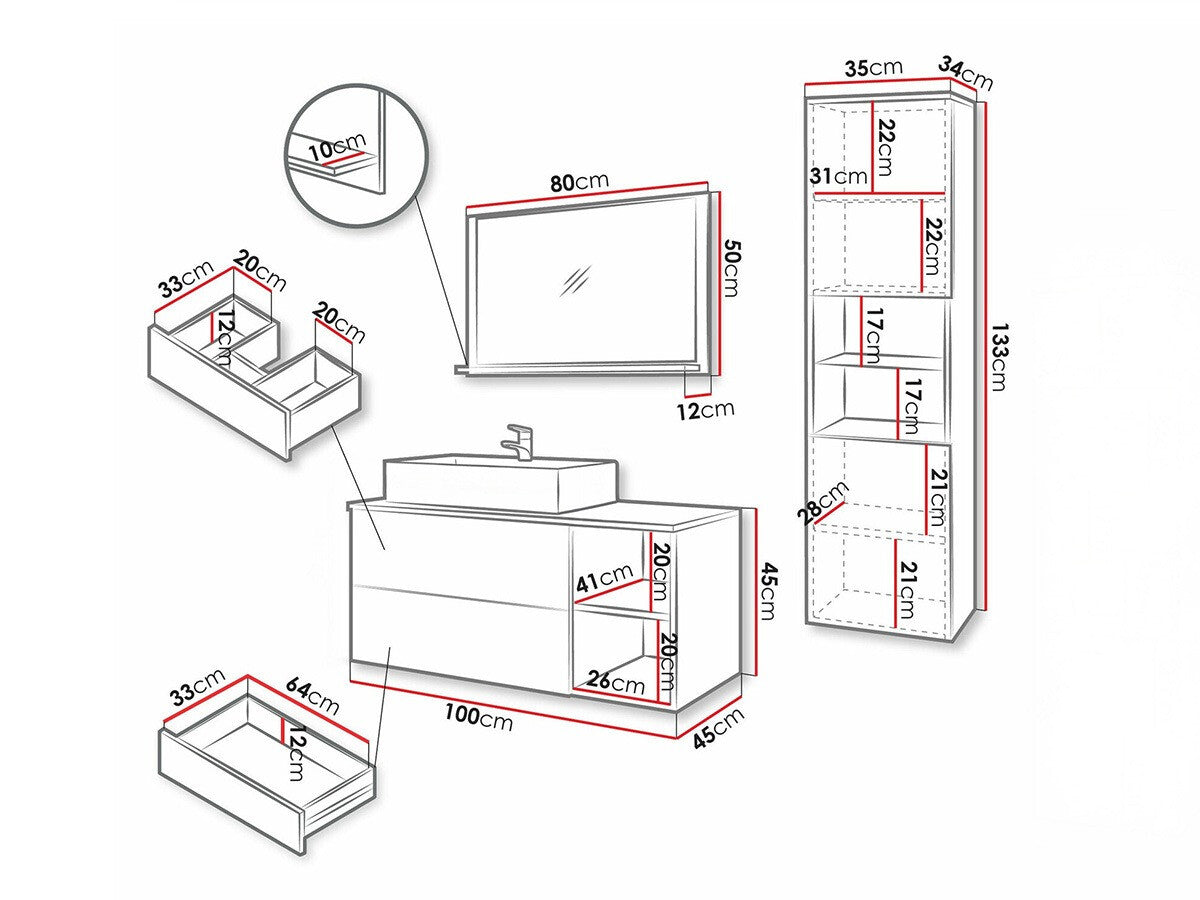 Fürdőszoba garnitúra Meble łazienkowe KERTOS RYFLE II, Szín: Dió, Mosdókagyló: Nem