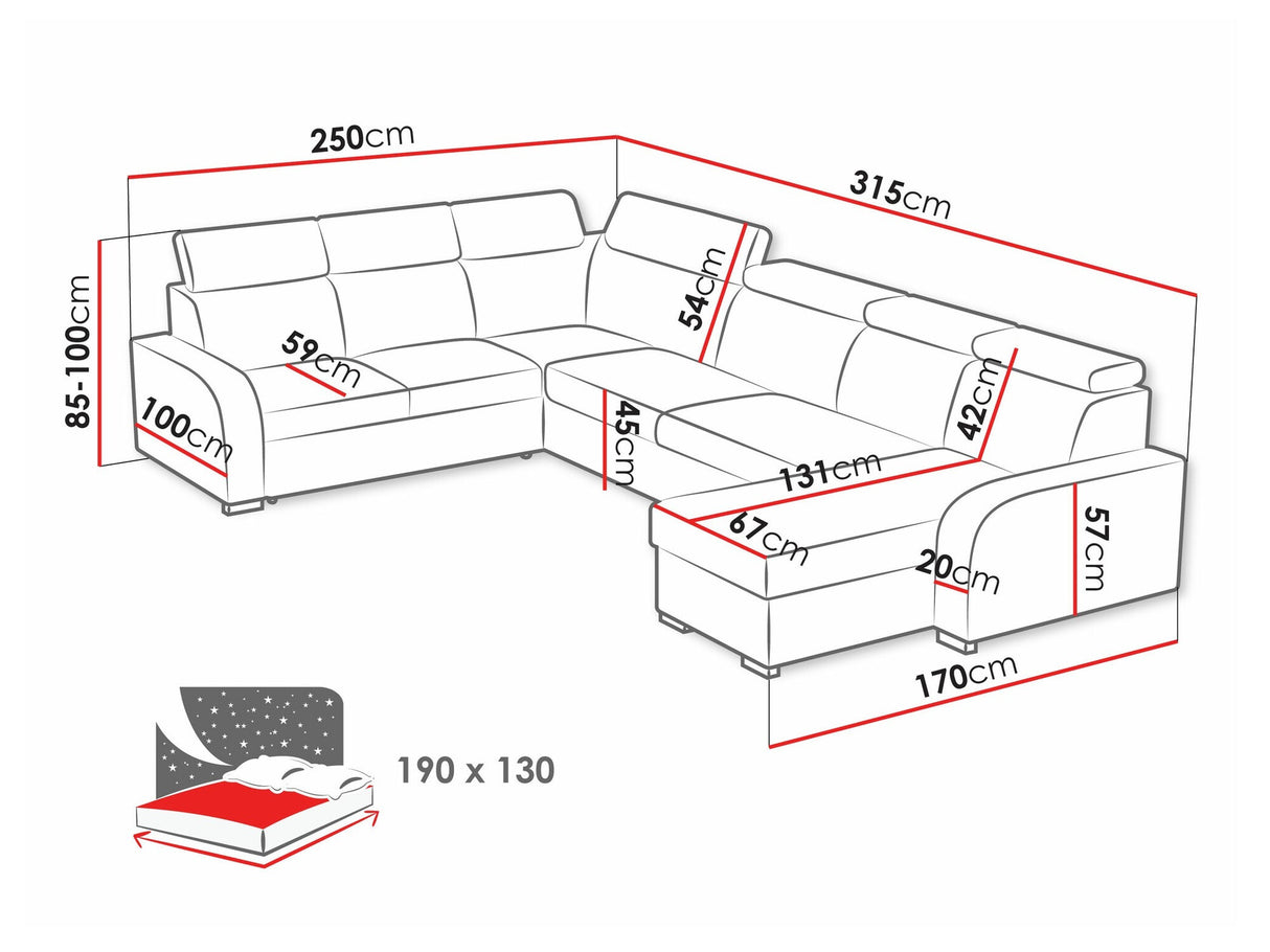 Sarokkanapé Narożnik OSLO 2rR2p+LC, Szín: Crown 2