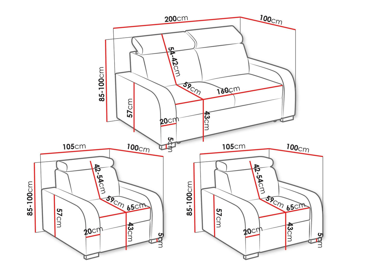 Kárpitozott bútorok Oslo 3+1+1 (Losar), Szín: Crown 2