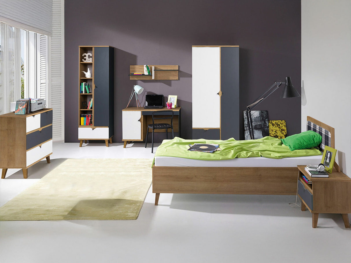 Bútorkészlet MEMONE (Temero II), Szín: Arany tölgy + Grafit + Fehér