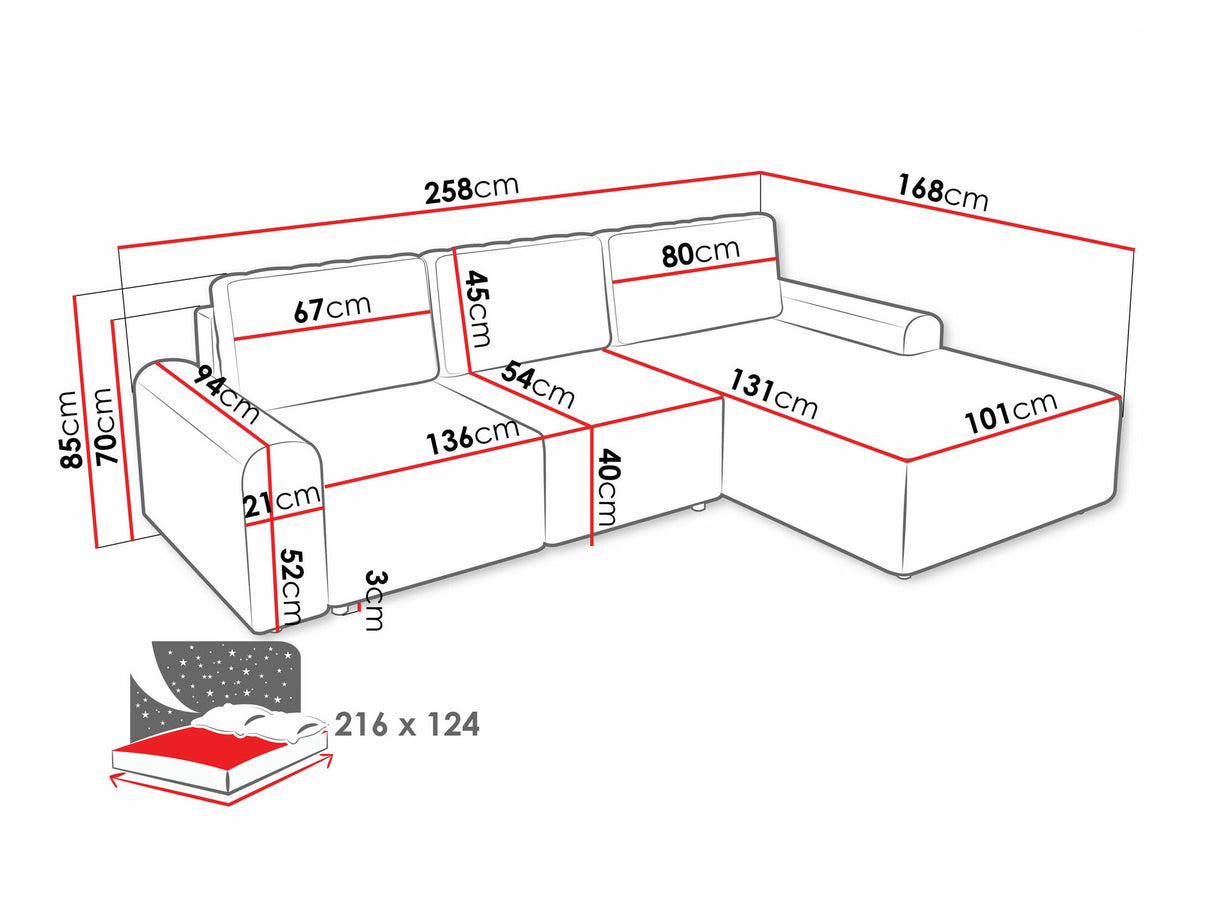 Sarokkanapé Narożnik BELLA L, Szín: Sierra 744, Változatok: Jobbos