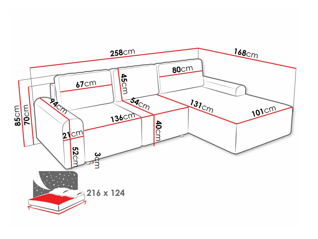 Sarokkanapé Narożnik BELLA L, Szín: Sierra 746, Változatok: Jobbos