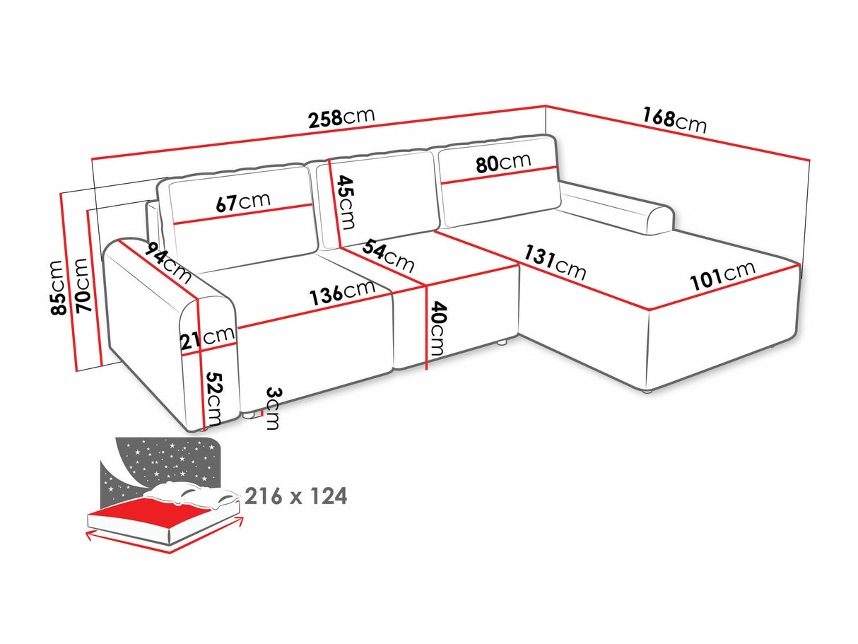 Sarokkanapé Narożnik BELLA L, Szín: Sierra 748, Változatok: Jobbos