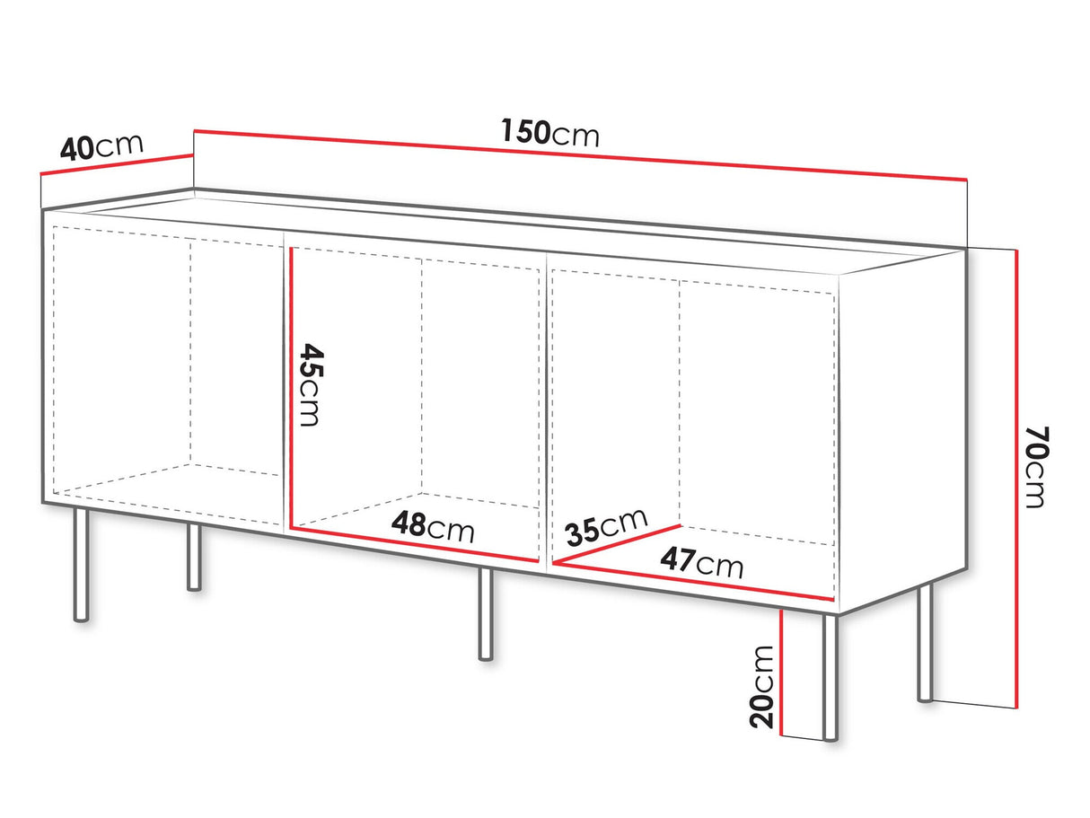 Szekrény Komoda FELLINI 150, Szín: Világos olajfa + Tölgy