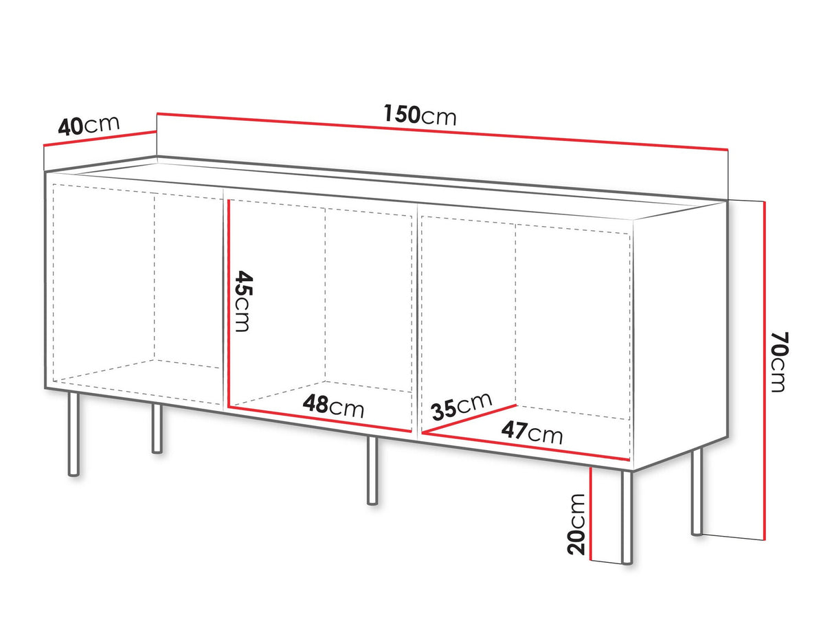 Szekrény Komoda FELLINI 150, Szín: Kasmír + Tölgy