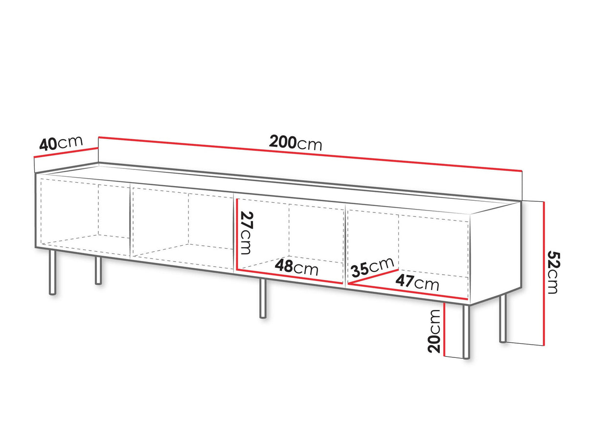 TV-állvány Szafka RTV FELLINI 200, Szín: Világos olajfa + Tölgy