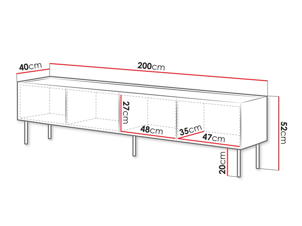 TV-állvány Szafka RTV FELLINI 200, Szín: Kasmír + Tölgy