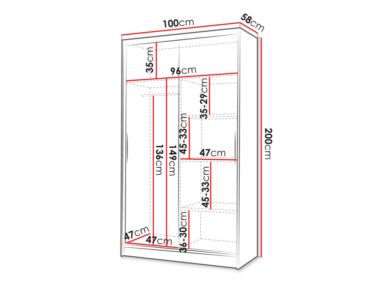 Gardróbszekrény Diego V (Masero V) , Szín: Fekete + Fehér