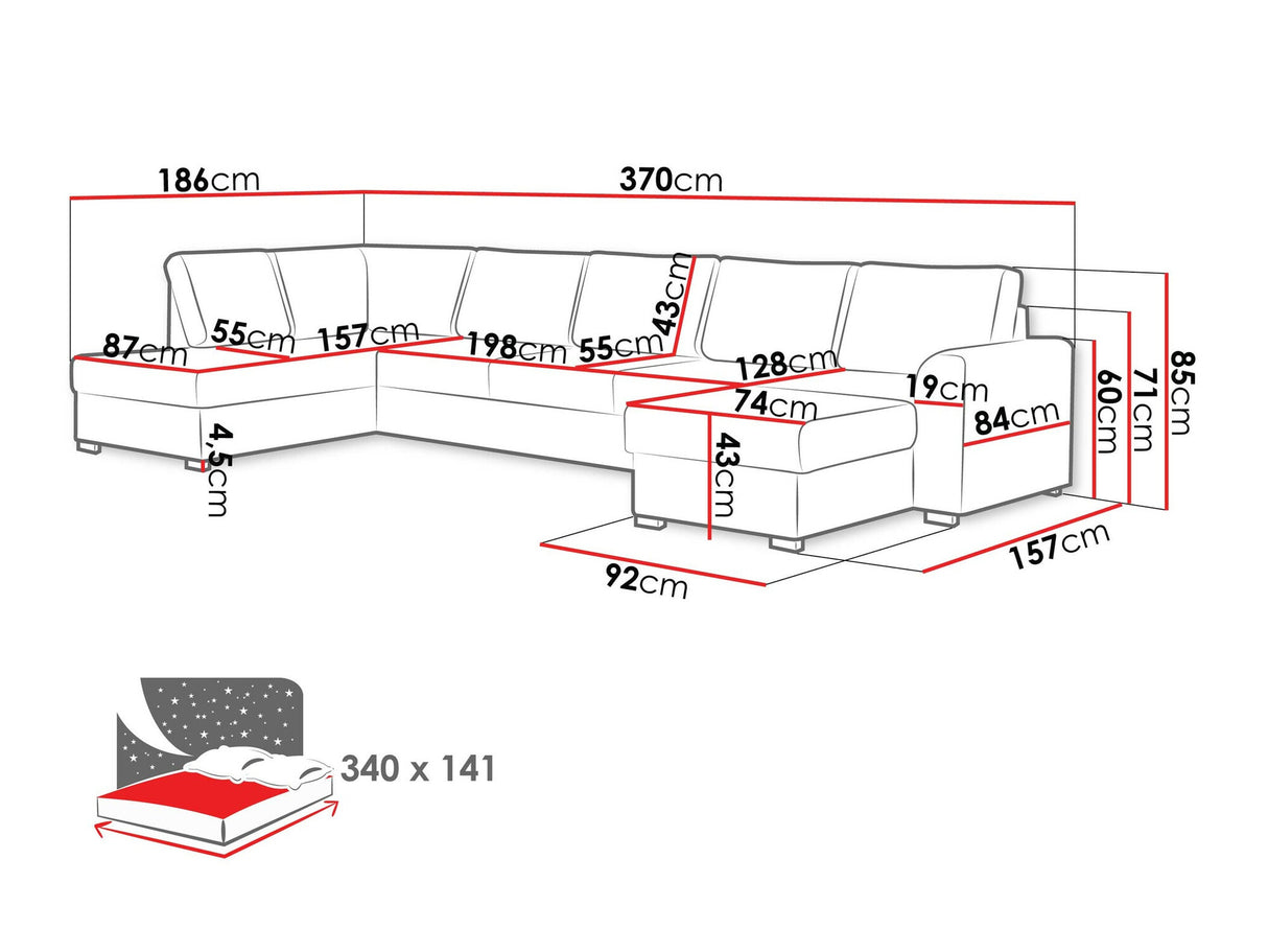 Sarokkanapé Wilma Large (Szafran Large), Szín: Coral 45, Változatok: Balos