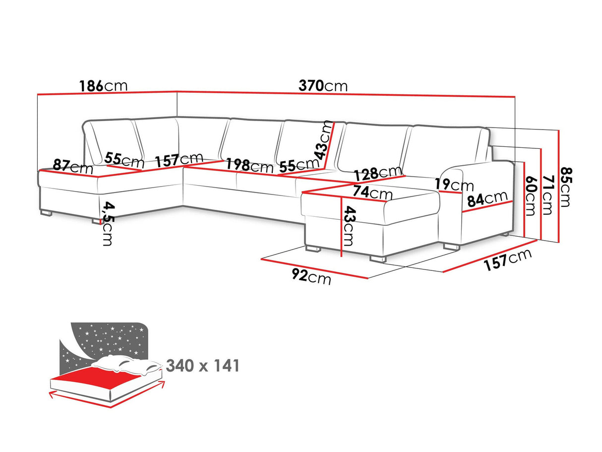 Sarokkanapé Wilma Large (Szafran Large), Szín: Coral 45, Változatok: Jobbos