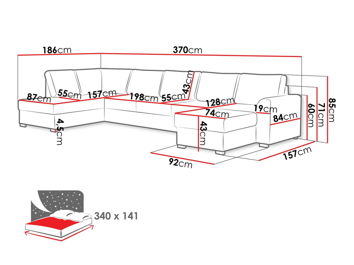 Sarokkanapé Wilma Large (Szafran Large), Szín: Coral 55, Változatok: Jobbos