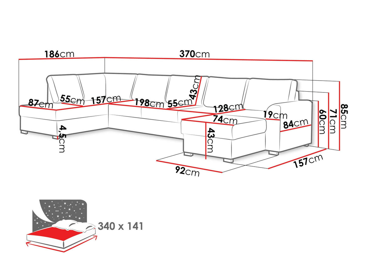 Sarokkanapé Wilma Large (Szafran Large), Szín: Clara 215.02, Változatok: Jobbos