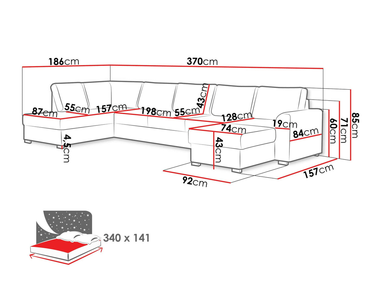 Sarokkanapé Wilma Large (Szafran Large), Szín: Clara 215.10, Változatok: Jobbos
