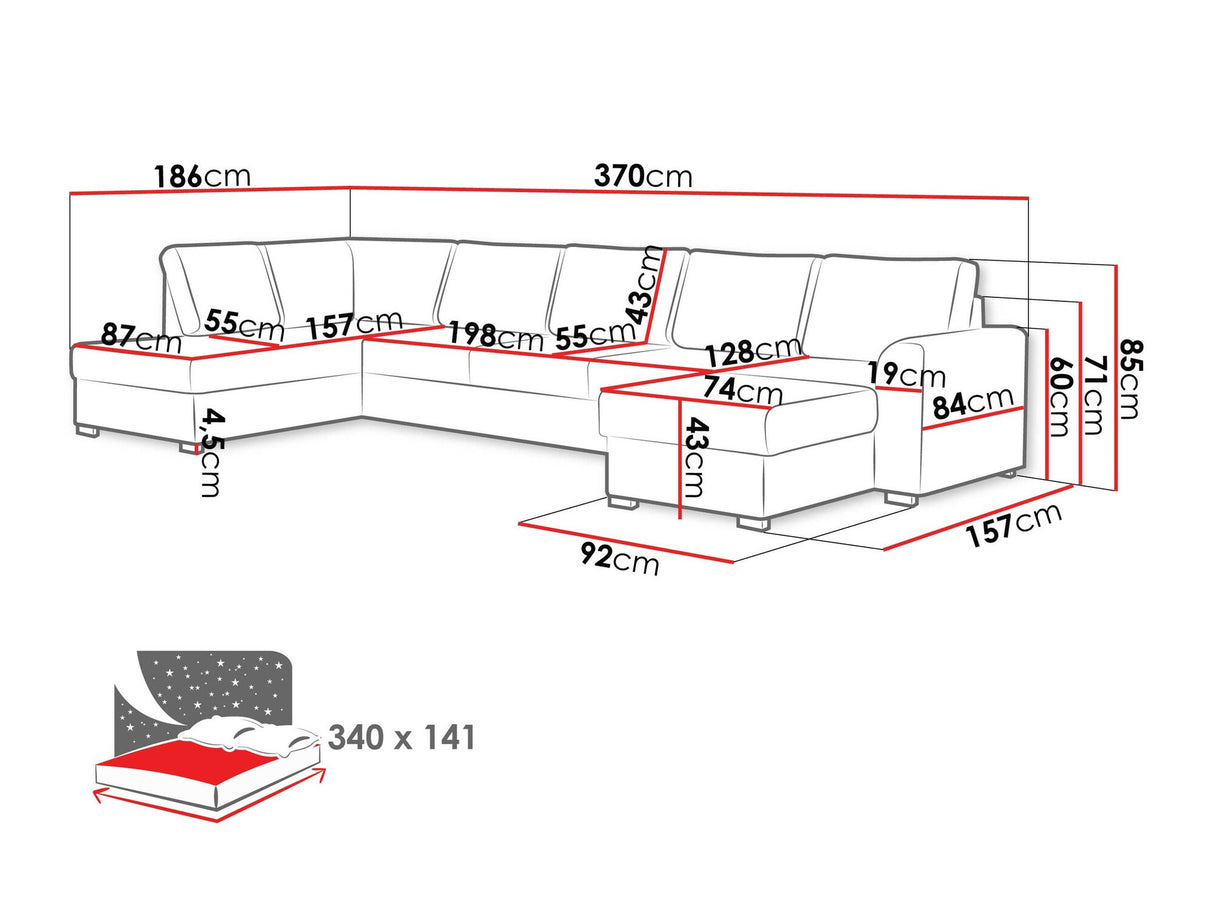 Sarokkanapé Wilma Large (Szafran Large), Szín: Flow 22, Változatok: Balos