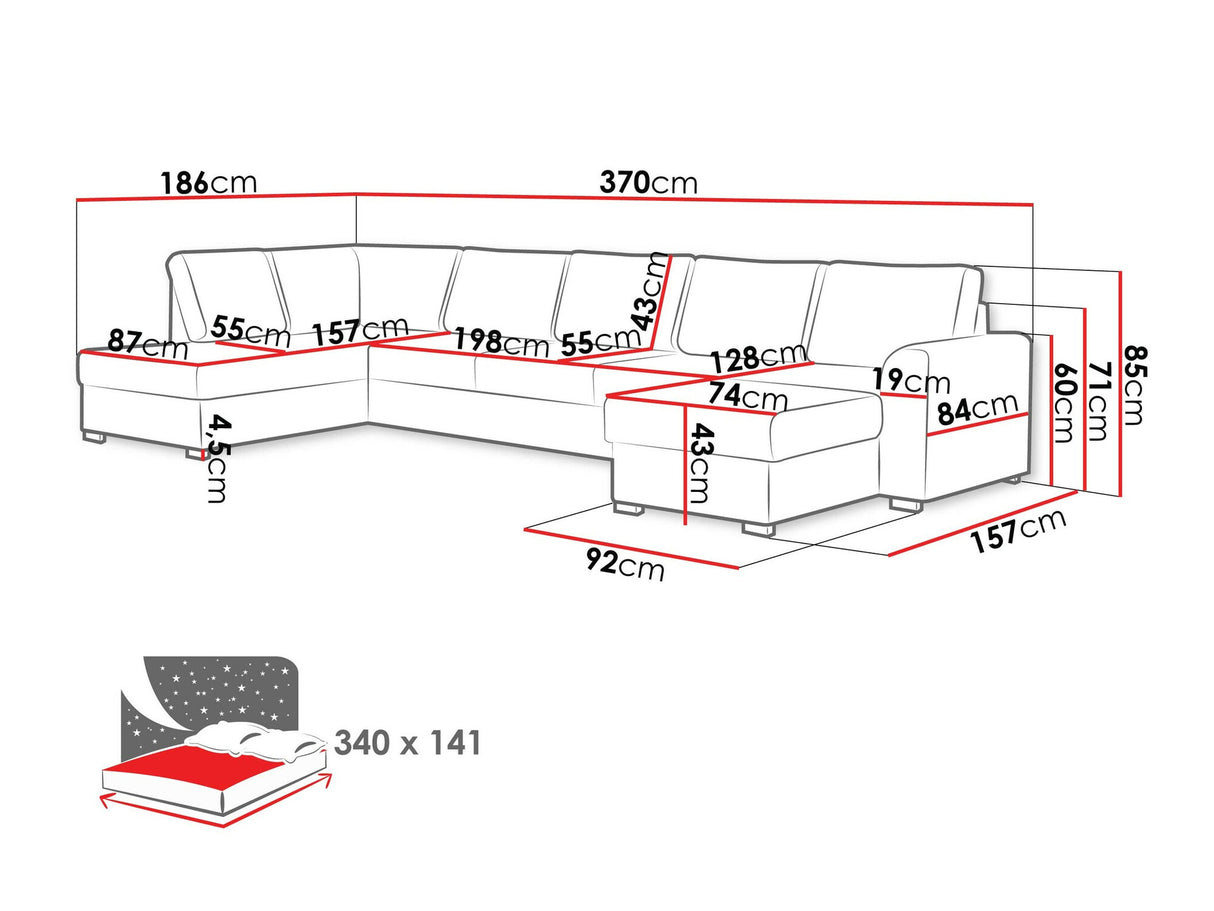 Sarokkanapé Wilma Large (Szafran Large), Szín: Flow 22, Változatok: Jobbos