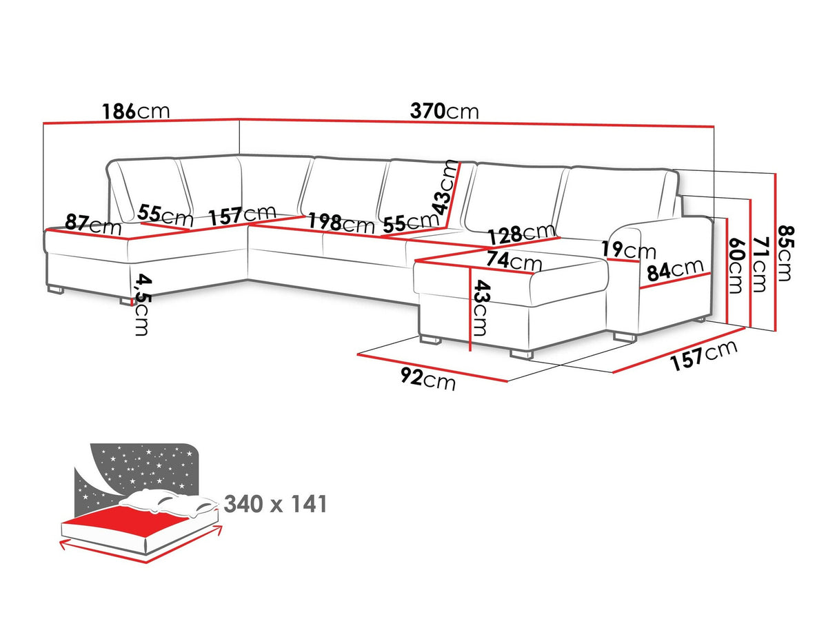 Sarokkanapé Wilma Large (Szafran Large), Szín: Twist 21, Változatok: Balos