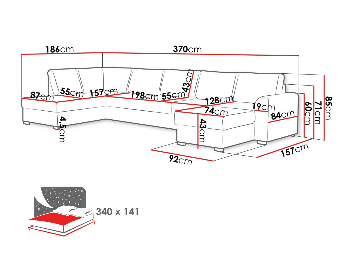 Sarokkanapé Wilma Large (Szafran Large), Szín: Twist 23, Változatok: Balos