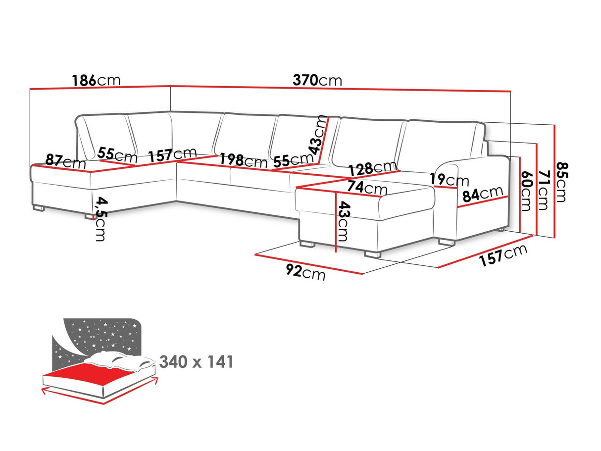 Sarokkanapé Wilma Large (Szafran Large), Szín: Twist 23, Változatok: Jobbos