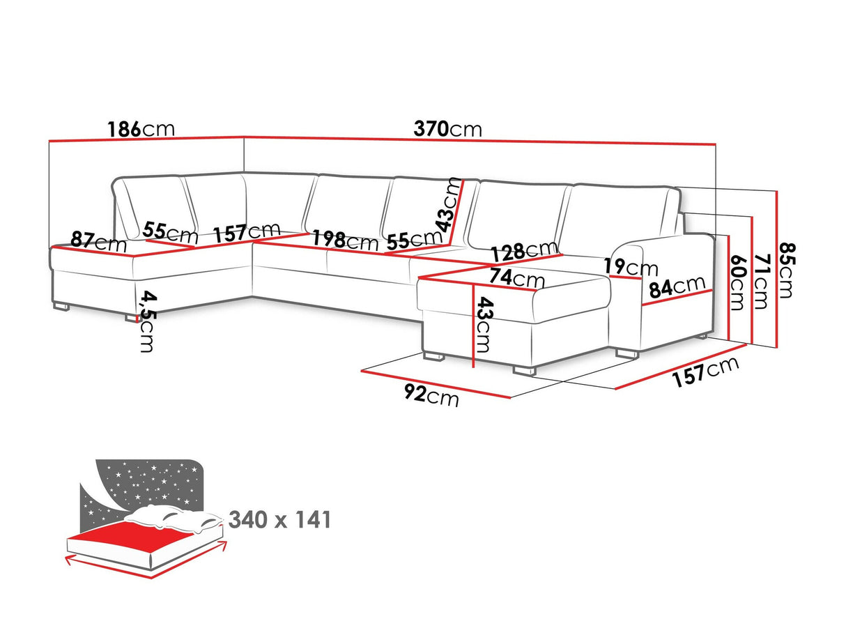 Sarokkanapé Wilma Large (Szafran Large), Szín: Soft 017 + Lux 06, Változatok: Balos