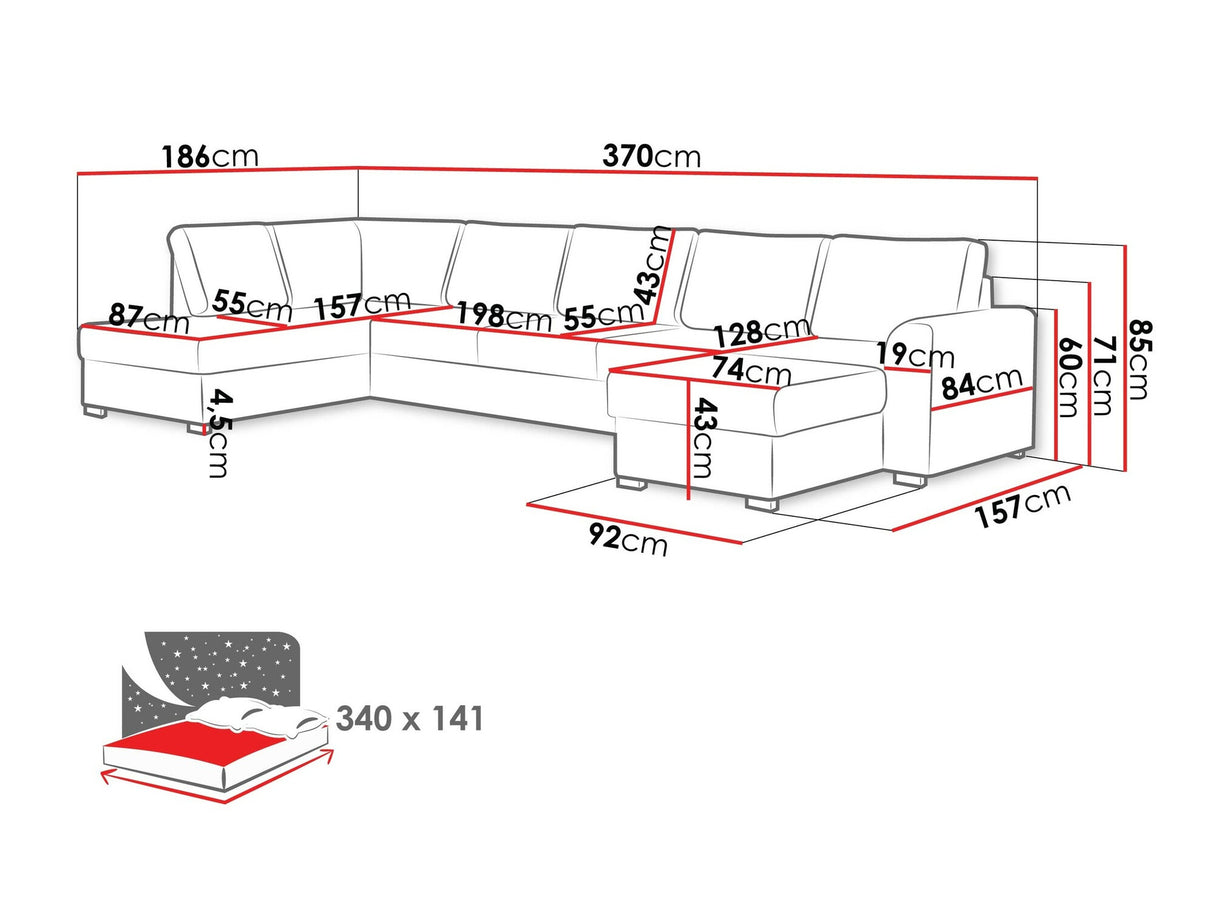 Sarokkanapé Wilma Large (Szafran Large), Szín: Soft 011 + Majorka 03, Változatok: Balos