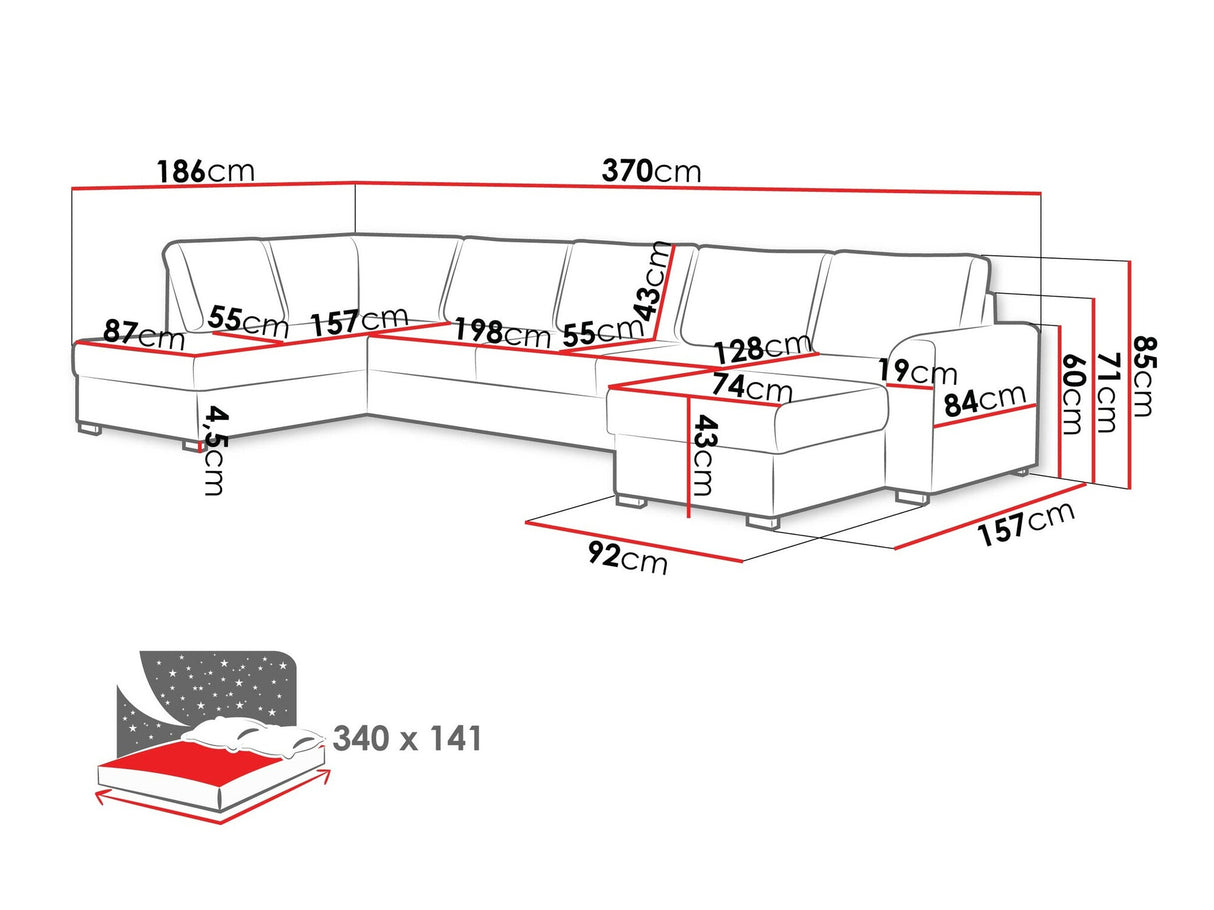 Sarokkanapé Wilma Large (Szafran Large), Szín: Soft 011 + Majorka 03, Változatok: Jobbos