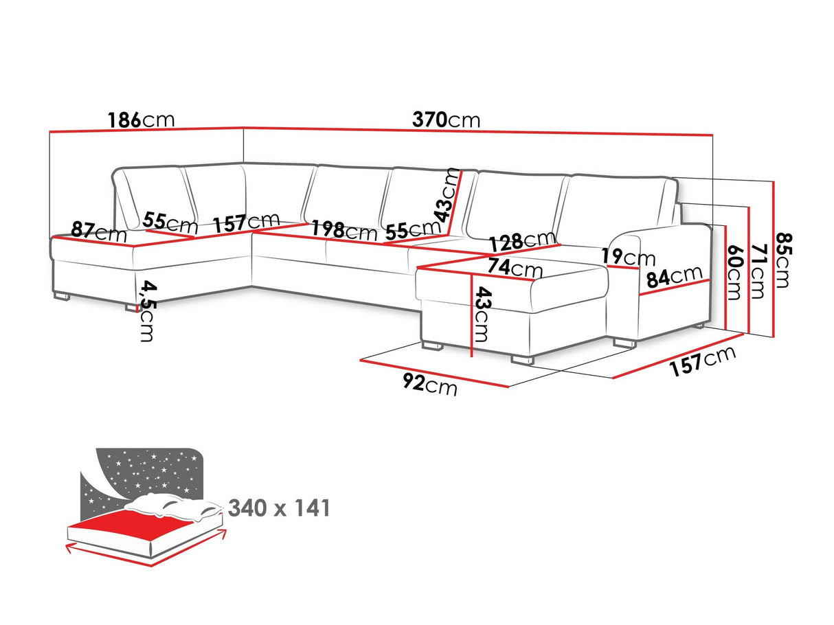 Sarokkanapé Wilma Large (Szafran Large), Szín: Abriamo 04, Változatok: Jobbos