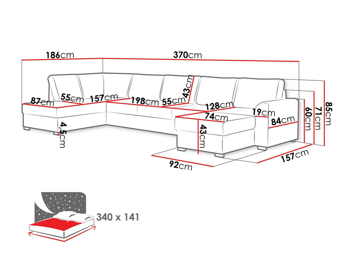 Sarokkanapé Wilma Large (Szafran Large), Szín: Magic Velvet 2217, Változatok: Jobbos