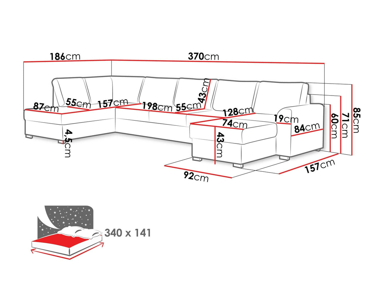 Sarokkanapé Wilma Large (Szafran Large), Szín: Wave 05, Változatok: Jobbos