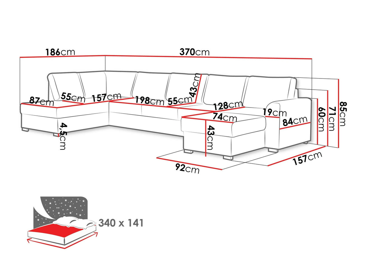 Sarokkanapé Wilma Large (Szafran Large), Szín: Wave 09, Változatok: Balos
