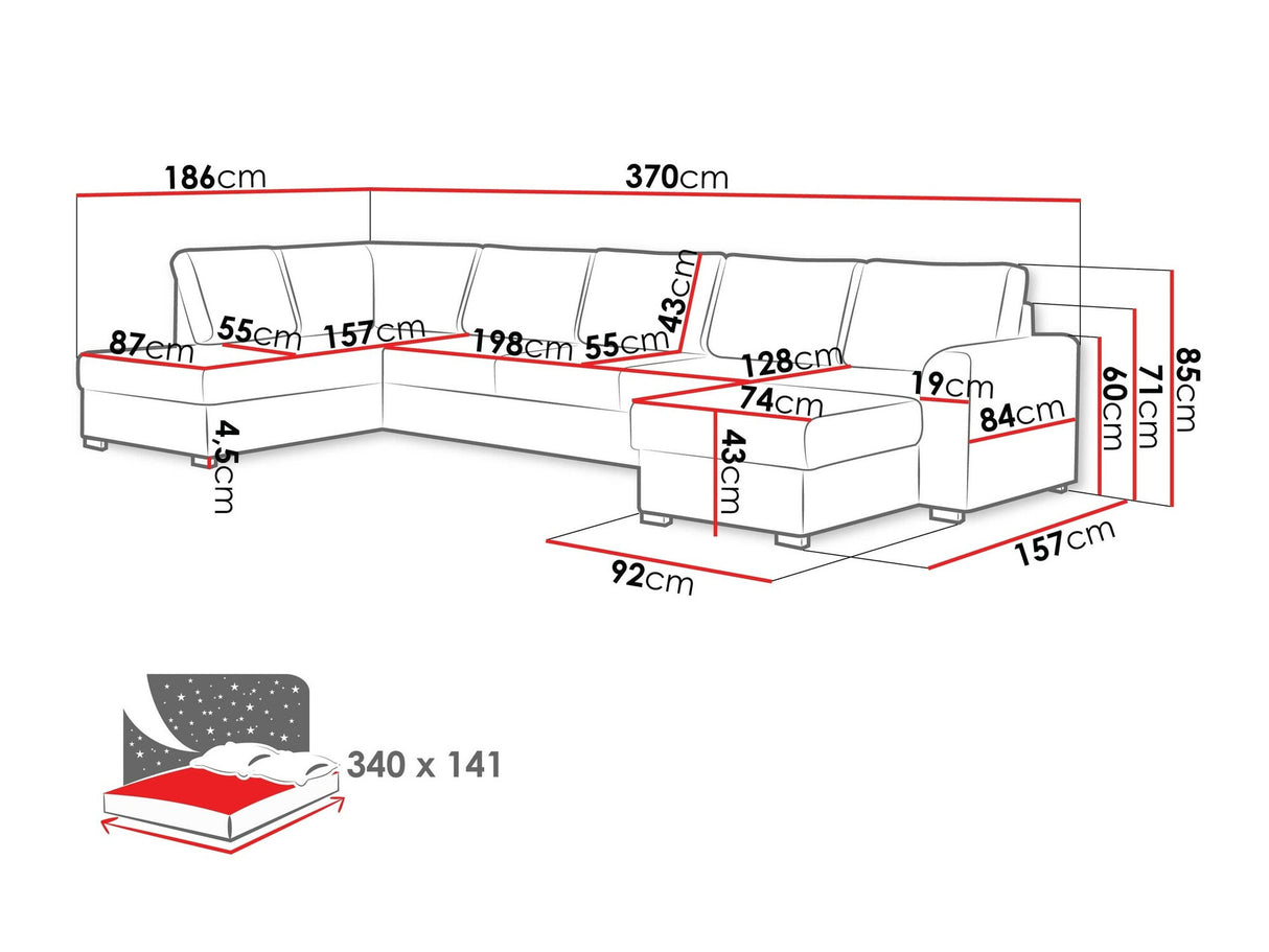 Sarokkanapé Wilma Large (Szafran Large), Szín: Flow 06, Változatok: Jobbos