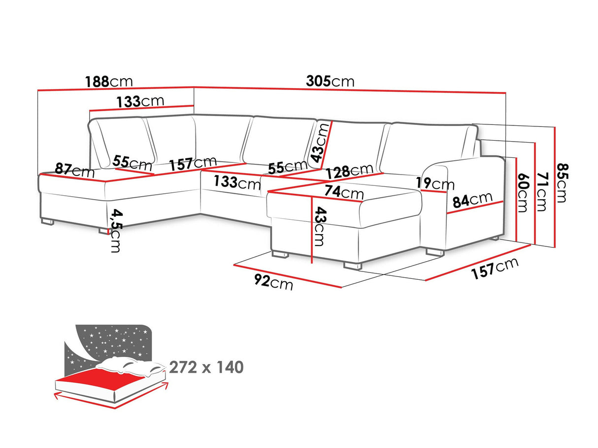 Sarokkanapé Wilma (Szafran), Szín: Clara 215.02, Változatok: Balos