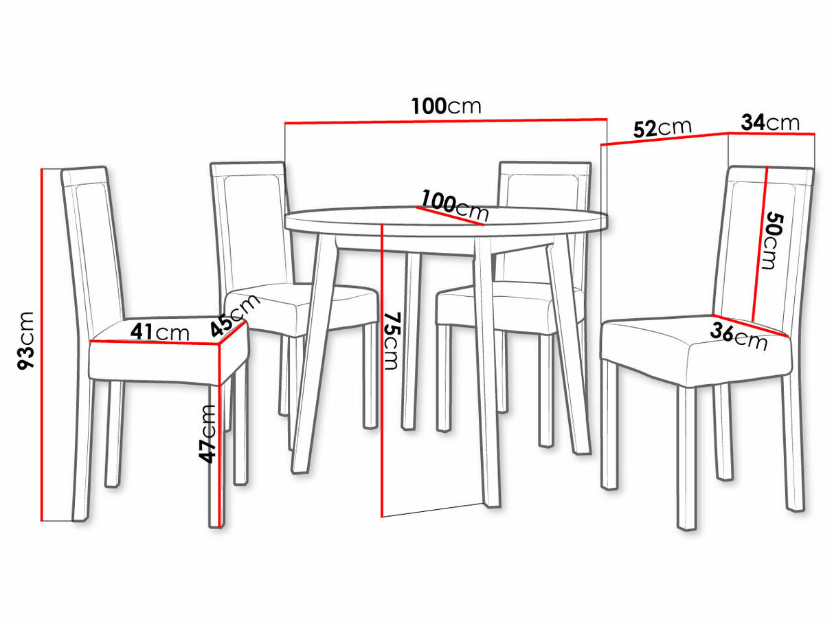 Étkezőgarnitúra 01 (OSLO 3 + ROMA 3) II, Asztal színe: Fehér + Fekete, Kárpit: Kronos 7