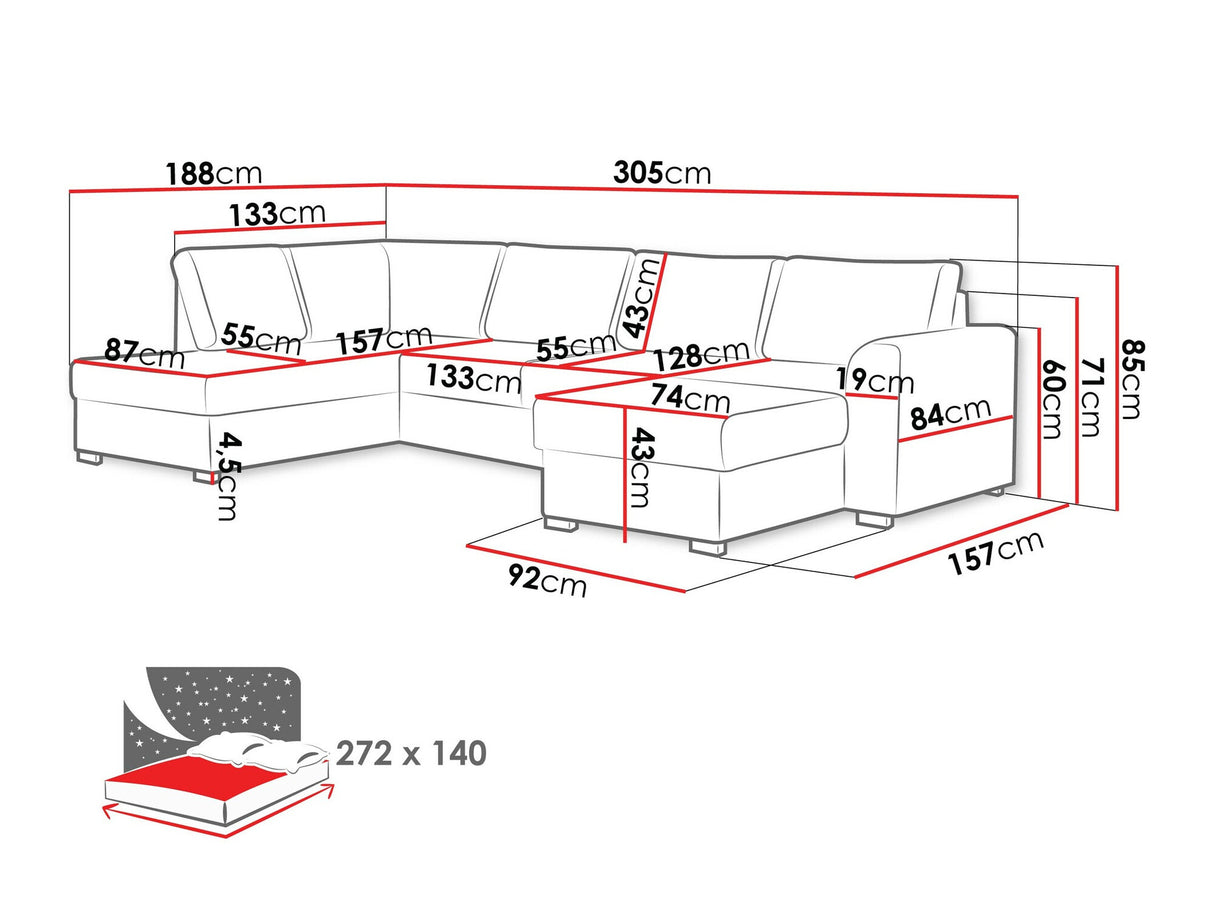 Sarokkanapé Wilma (Szafran), Szín: Clara 215.10, Változatok: Jobbos