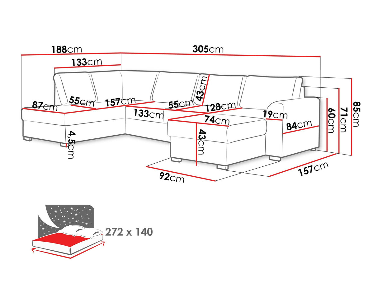 Sarokkanapé Wilma (Szafran), Szín: Flow 22, Változatok: Balos