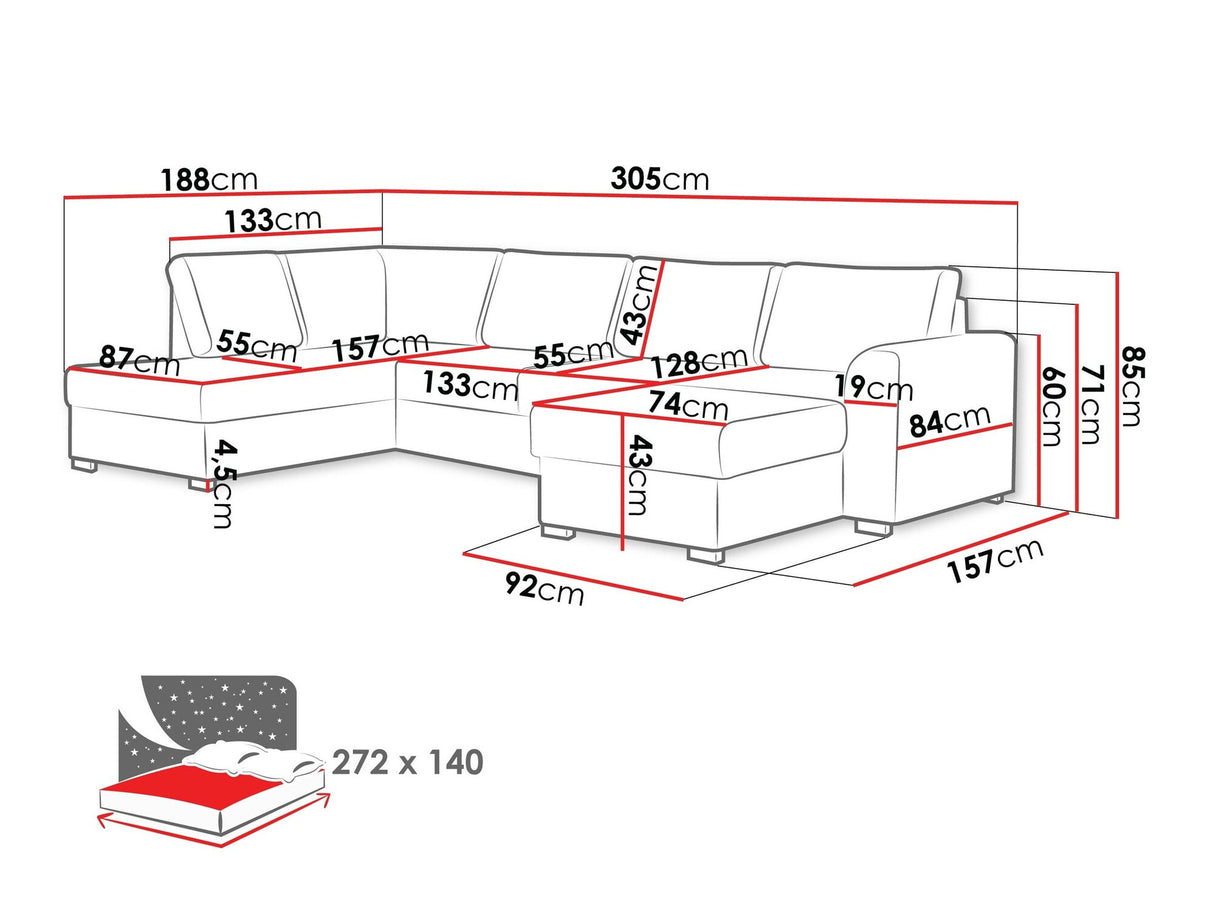 Sarokkanapé Wilma (Szafran), Szín: Twist 21, Változatok: Balos