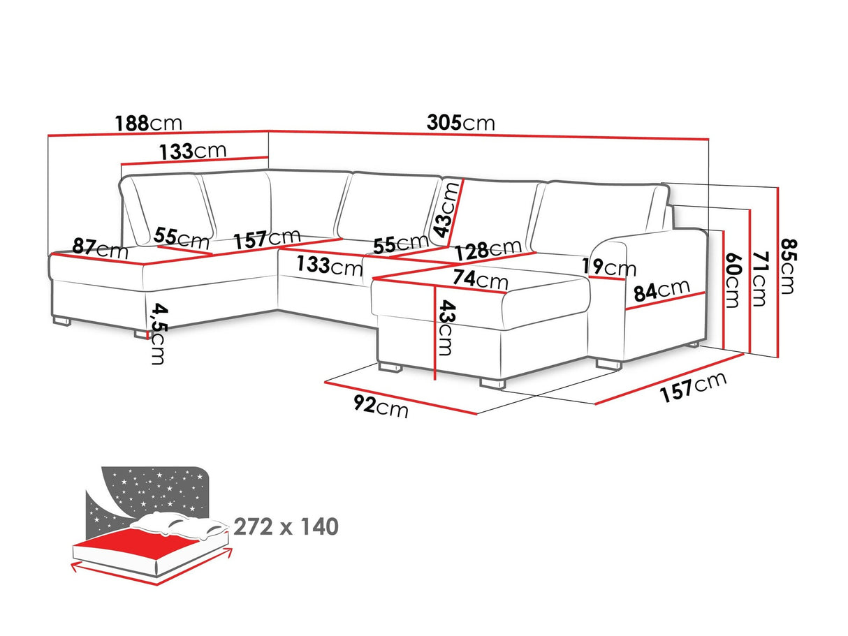 Sarokkanapé Wilma (Szafran), Szín: Twist 23, Változatok: Balos