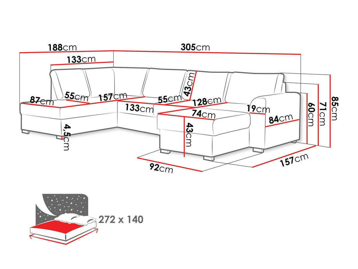 Sarokkanapé Wilma (Szafran), Szín: Twist 23, Változatok: Jobbos
