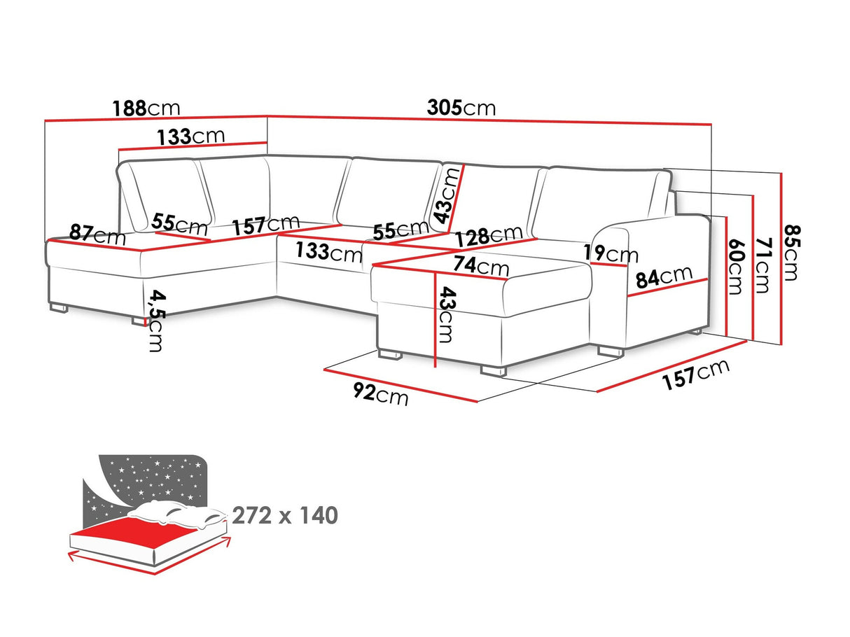 Sarokkanapé Wilma (Szafran), Szín: Magic Velvet 2219 + Venus Velvet 2926, Változatok: Balos