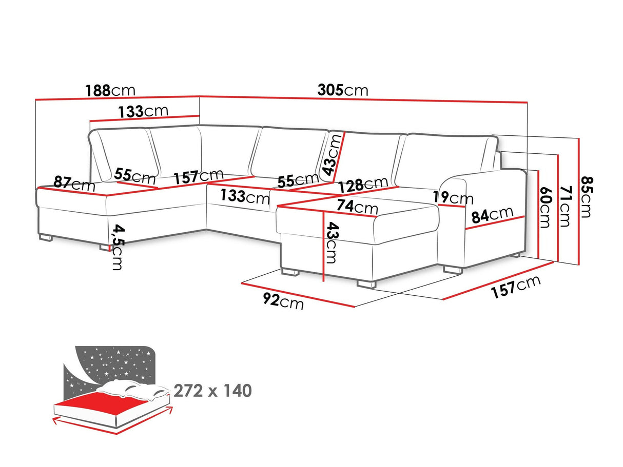 Sarokkanapé Wilma (Szafran), Szín: Magic Velvet 2219 + Venus Velvet 2926, Változatok: Jobbos