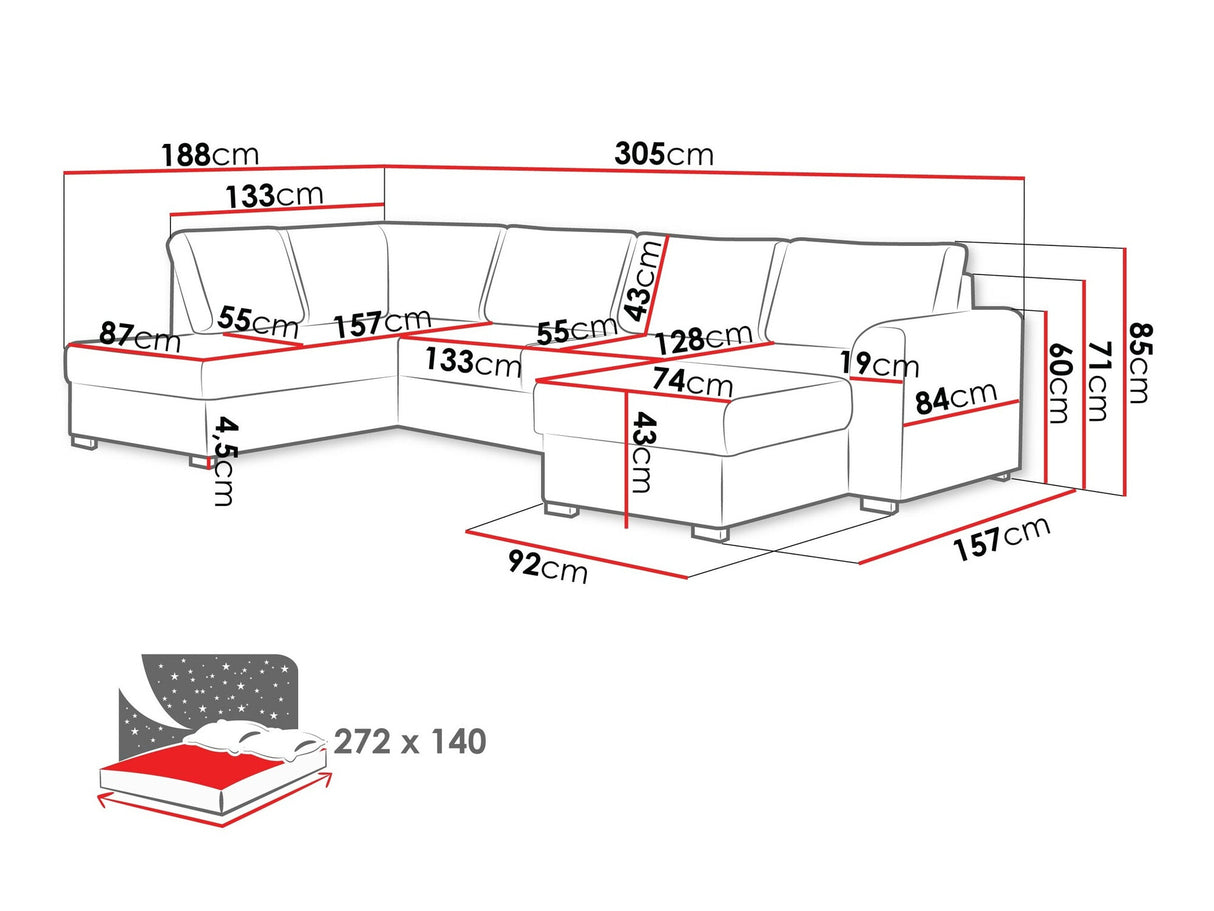 Sarokkanapé Wilma (Szafran), Szín: Wave 05, Változatok: Balos